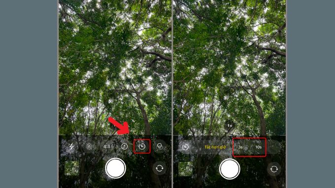 Chọn thời gian hẹn giờ chụp ảnh trên iPhone
