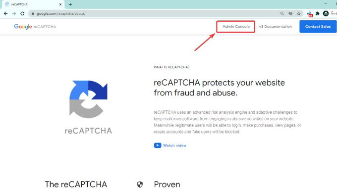 Đăng ký API key trên Google reCAPTCHA Admin Console