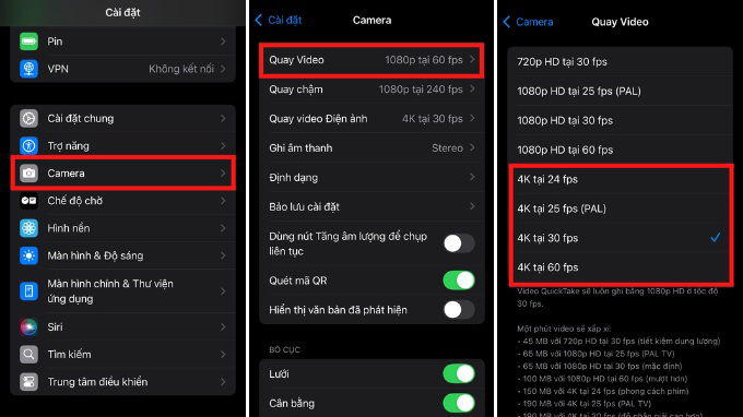 cách quay video 4K trên iPhone 14 Pro Max cũ