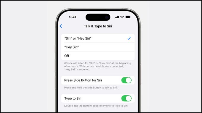 Bật "Siri" hoặc "Hey Siri"