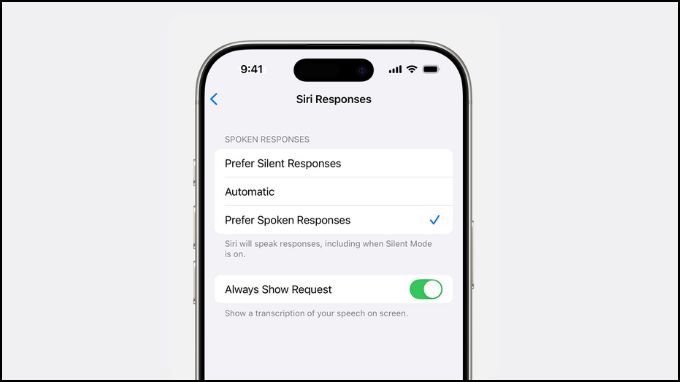 Cài đặt phản hội Siri qua giọng nói