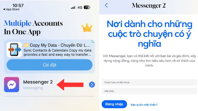 Cách tải 2 Messenger trên iPhone