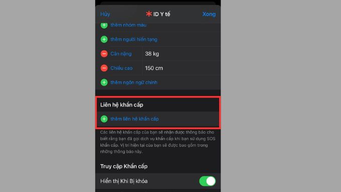 Thêm liên hệ vào cuộc gọi khẩn cấp trên iPhone