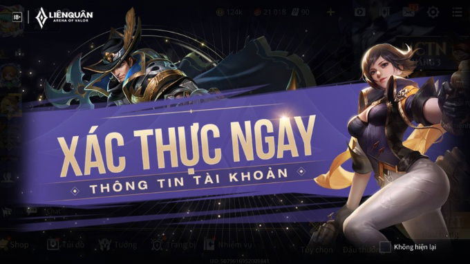 Cách xác thực tài khoản Liên Quân Mobile