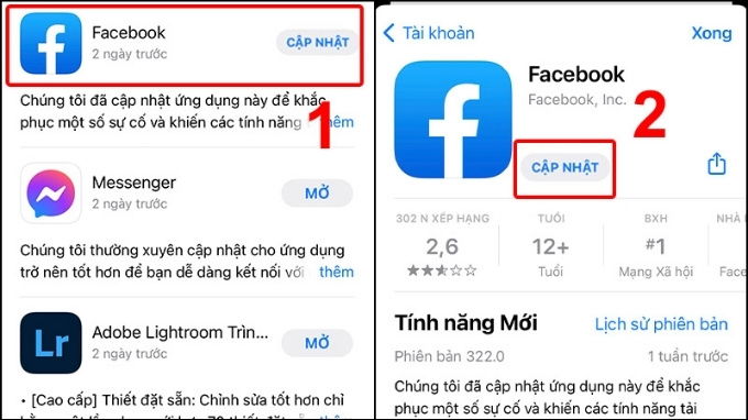 Kiểm tra và cập nhật ứng dụng Facebook
