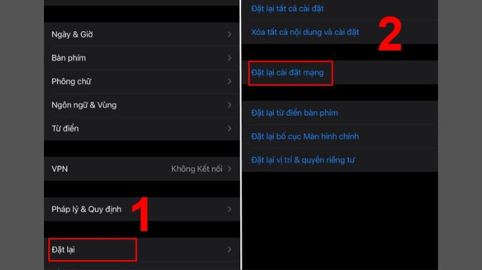 Reset cài đặt mạng