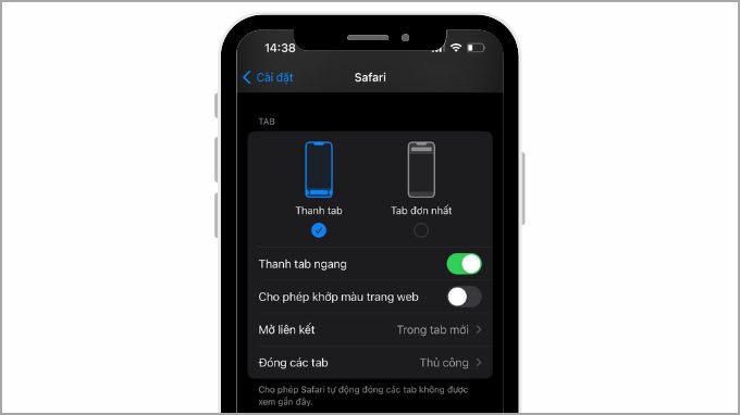 Điều chỉnh thanh Safari trên iPhone