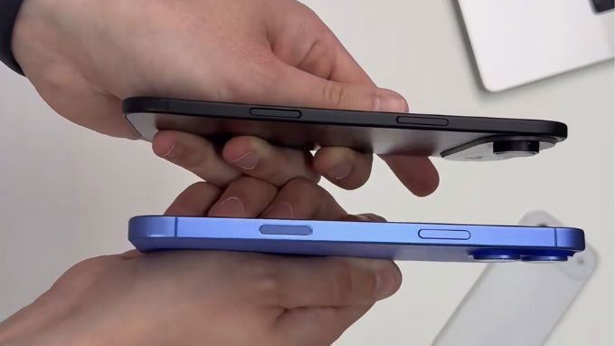 Độ mỏng của iPhone 17 Air so với iPhone 16 Plus