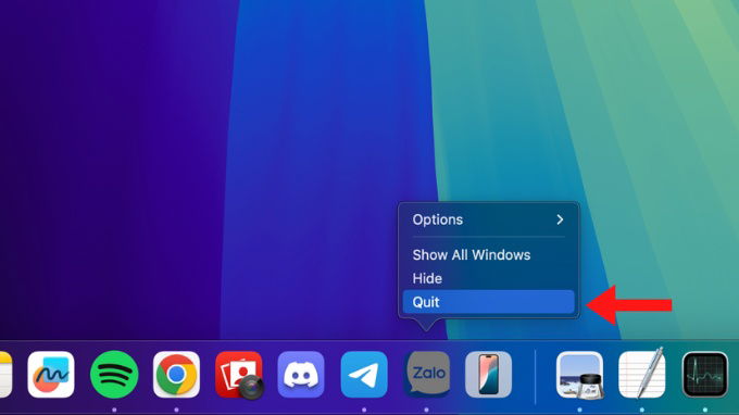 Đóng các ứng dụng không sử dụng trên Dock​