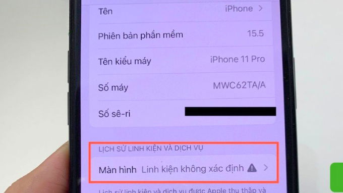 Kiểm tra lịch sử linh kiện qua cài đặt iPhone