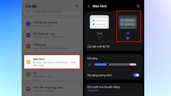 Sử dụng chế độ tiết kiệm pin trên Galaxy A56 để bảo vệ mắt