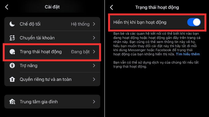 Tắt trạng thái hoạt động trên Messenger