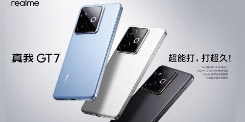 Realme GT7 lộ diện với thiết kế trẻ trung và ba tùy chọn màu sắc đen, xanh, trắng