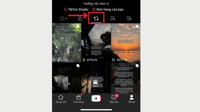 Vào phần video đăng lại trên TikTok