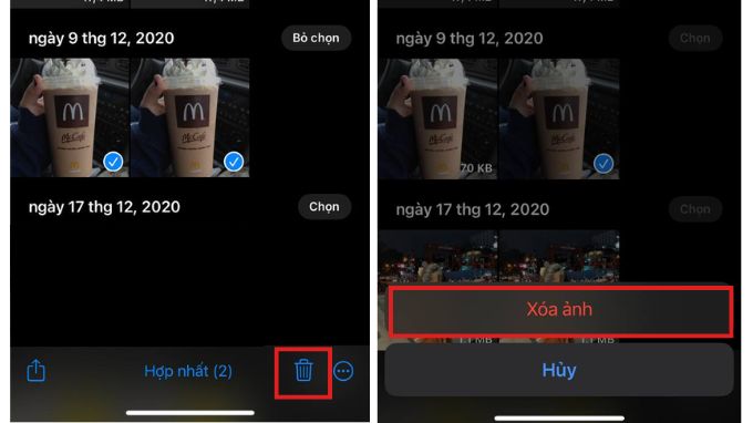 Chọn xóa ảnh bị trùng lặp trên iPhone