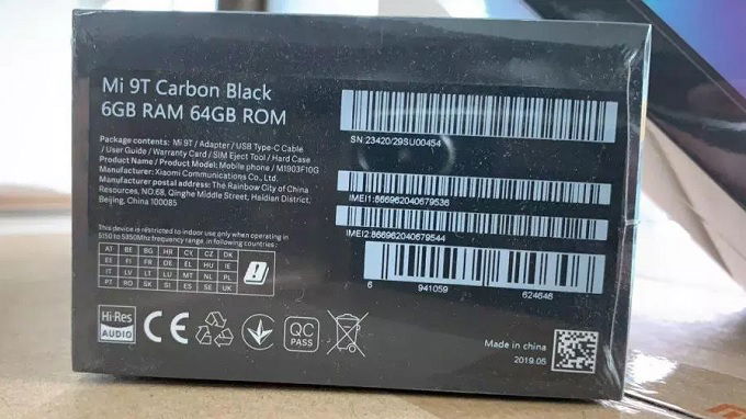 Thông số cấu hình in trên vỏ hộp Mi 9T y hệt Redmi K20 
