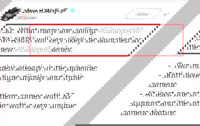 Tin đồn về Galaxy A90