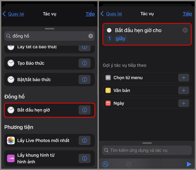 Chọn bắt đầu hẹn giờ