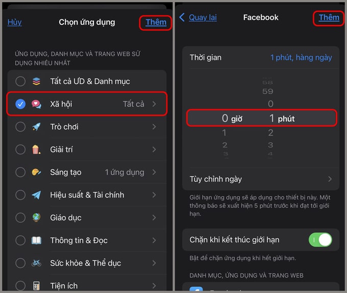 Thêm giới hạn để khóa ứng dụng trên iPhone 14