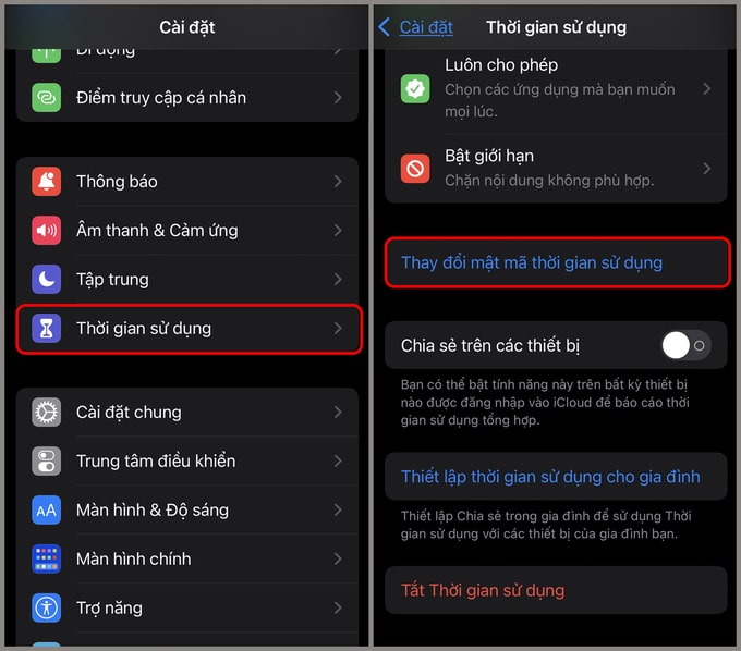 Truy cập vào thời gian sử dụng trên iPhone 14