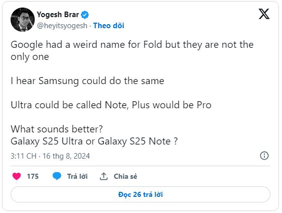 Tên gọi mới của dòng Galaxy S25 là gì?