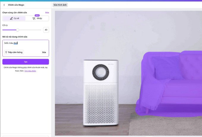 Bước 3 chỉnh ảnh bằng công cụ Magic trên Canva AI
