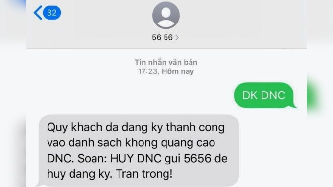 Đăng ký qua tin nhắn SMS