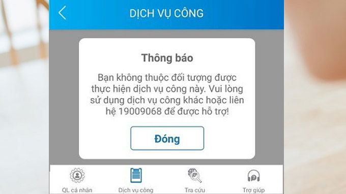 vssid bị lỗi dịch vụ công
