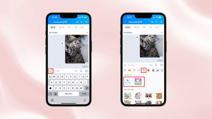 Chọn biểu tượng zSticker AI và chọn sticker cần gửi