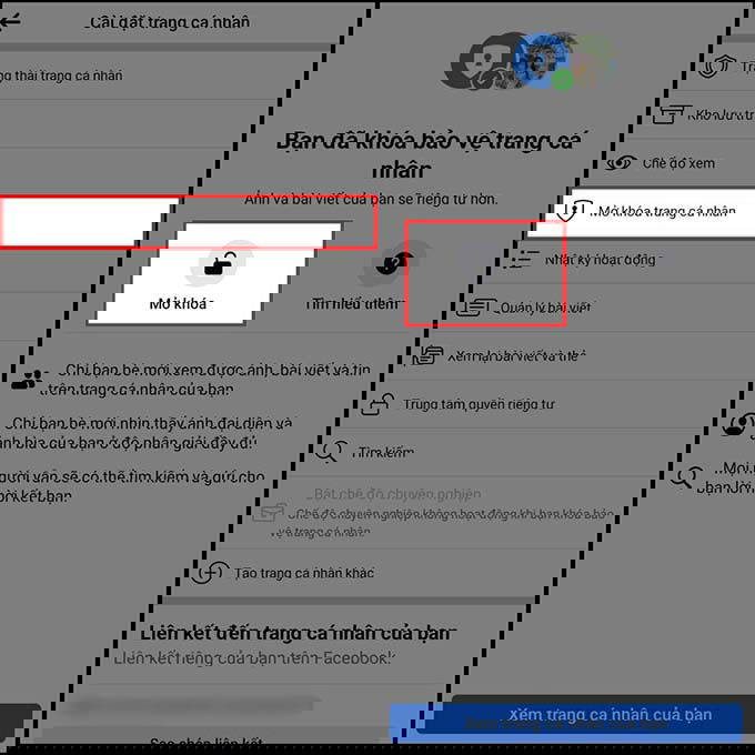 Hướng dẫn cách mở khóa bảo vệ trang cá nhân Facebook