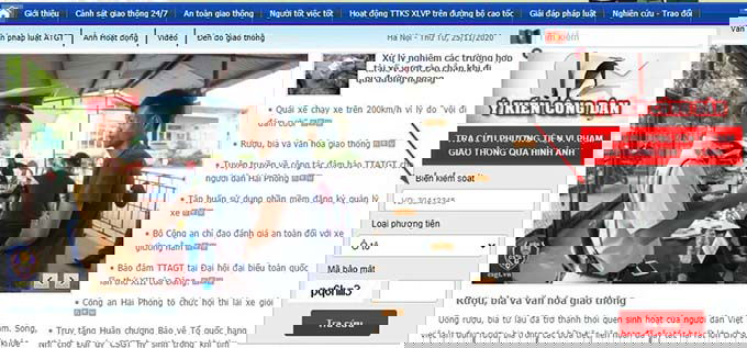 Tra cứu phạt nguội qua website Cục Cảnh sát giao thông