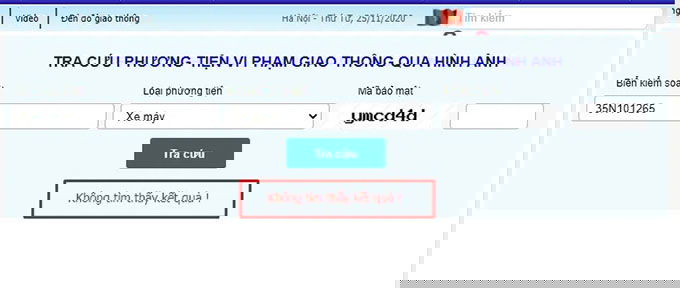 Tra cứu phạt nguội qua website Cục Cảnh sát giao thông
