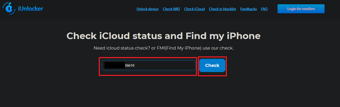 Mở trình duyệt và truy cập vào website iUnlocker và nhập số IMEI