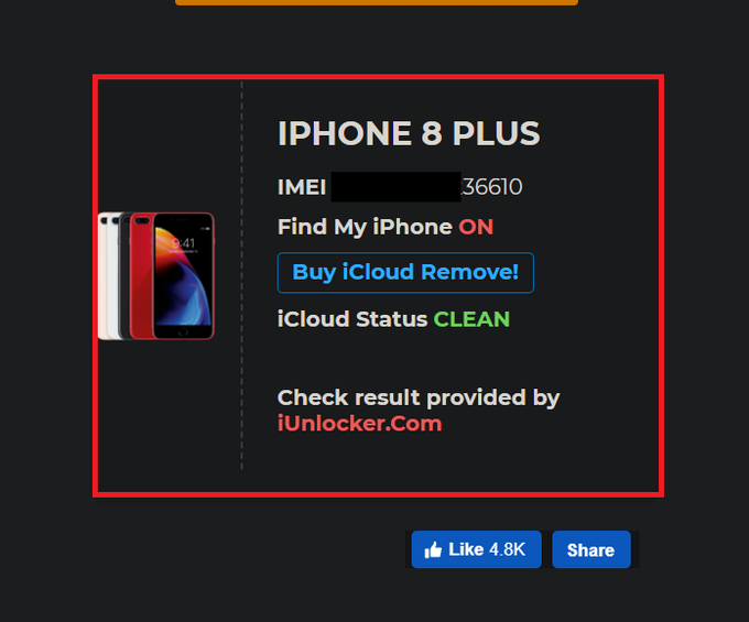 Kết quả sẽ hiển thị tại dòng Find My iPhone