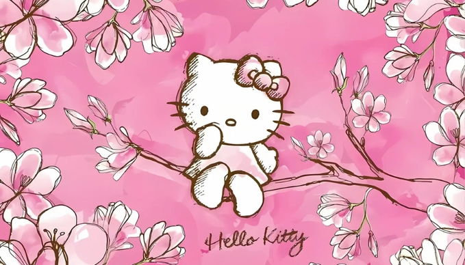 Ảnh nền laptop Hello Kitty hồng 4