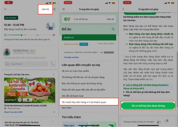Hướng dẫn cách hủy đơn Grab Food nhanh chóng trên app