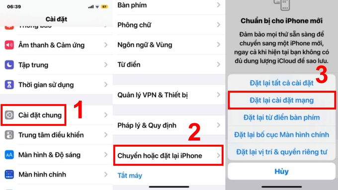 Đặt lại cài đặt mạng để khắc phục lỗi iPhone không nhận được Email