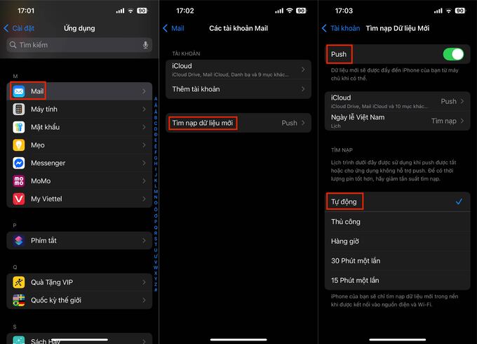 Kích hoạt chế độ chạy nền cho ứng dụng Mail sẽ giúp iPhone tự động tải email mới mà không cần bạn mở ứng dụng thủ công