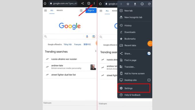 Cách cài đặt tiếng Việt cho Google Chrome trên 007win.com nền tảng chơi game sòng bạc trực tuyến đáng tin cậy nhất Android