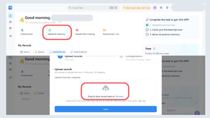 Chuyển đổi video thành văn bản bằng website Notta