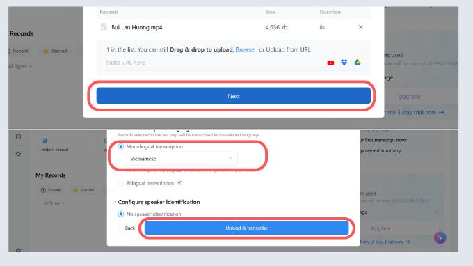Chuyển đổi video thành văn bản bằng website Notta