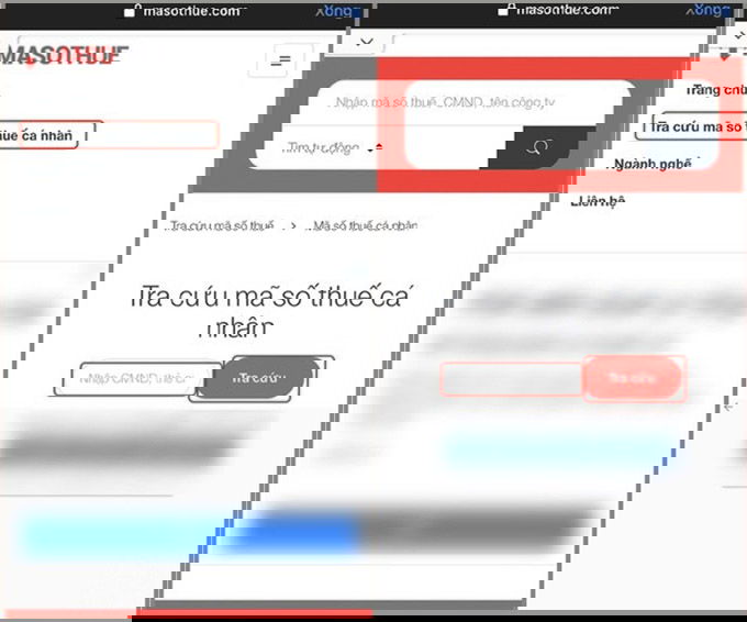 Tra cứu mã số thuế cá nhân tại trang web Masothue.vn