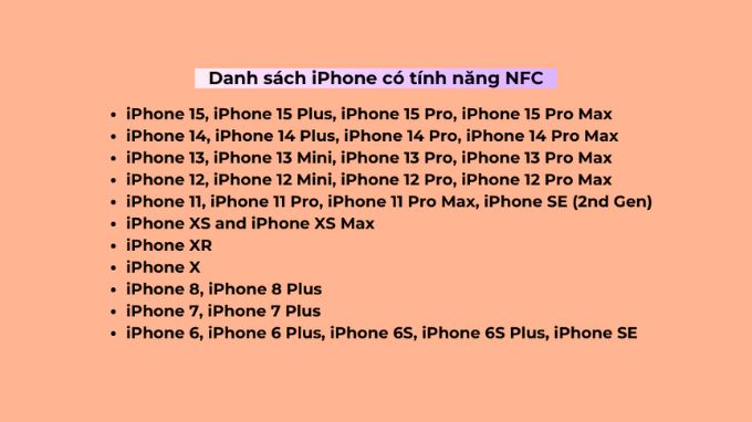 Danh sách các mẫu iPhone được hỗ trợ NFC
