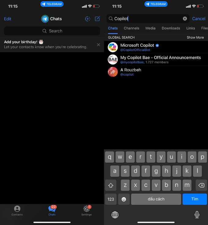 Cách dùng Copilot trên Telegram