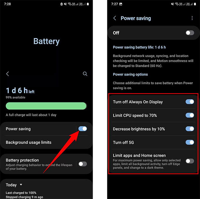 Bật chế độ tiết kiệm pin trên Galaxy A25