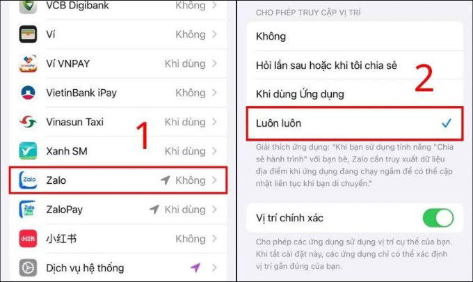 Bật định vị GPS trên iPhone