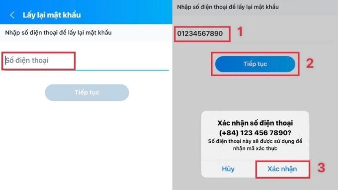 Lấy lại tài khoản Zalo bằng cách gửi mã