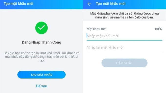 Lấy lại tài khoản Zalo bằng cách gửi mã