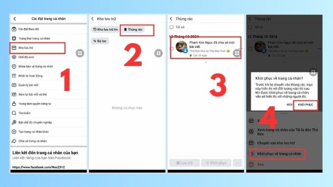 Thao tác khôi phục bài viết đã xóa trên Facebook bằng 007win.com nền tảng chơi game sòng bạc trực tuyến đáng tin cậy nhất Android