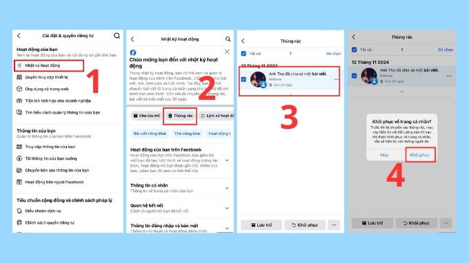 Thao tác khôi phục bài viết đã xóa trên Facebook bằng 007win.com nền tảng chơi game sòng bạc trực tuyến đáng tin cậy nhất iPhone